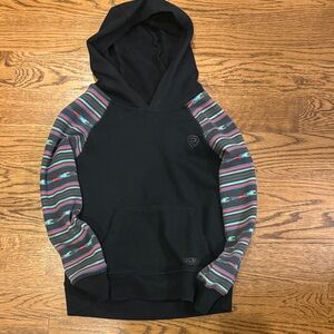 Youth M Black Hoodie with Patterned Sleeves